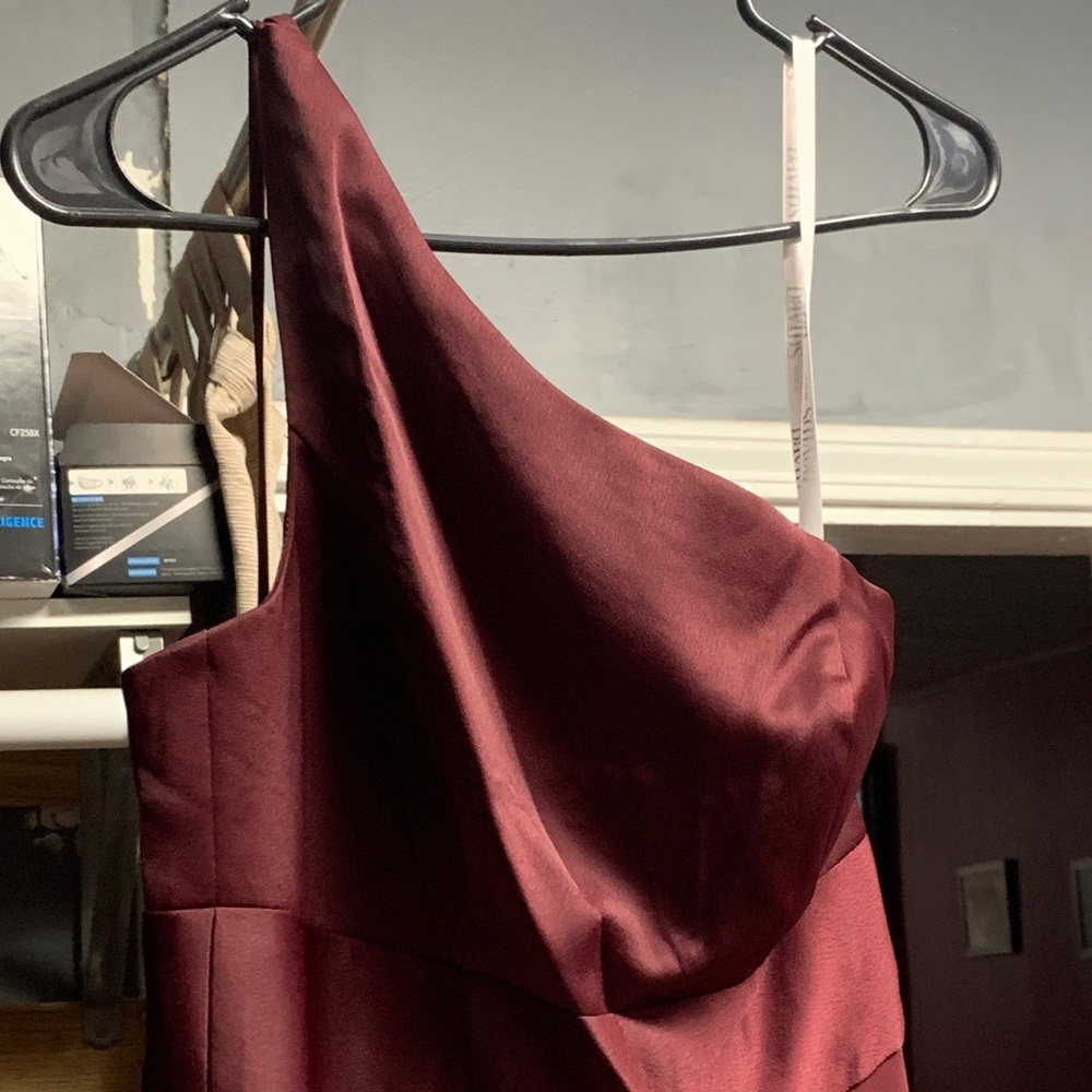 David’s bridal One-Shoulder Dress in burgundy size 0